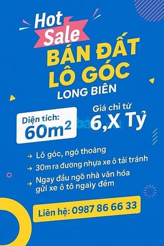 🏡 LÔ ĐẤT ĐẸP - LONG BIÊN - LÔ GÓC - GIÁ CHỈ 6.X TỶ!!!  🌿