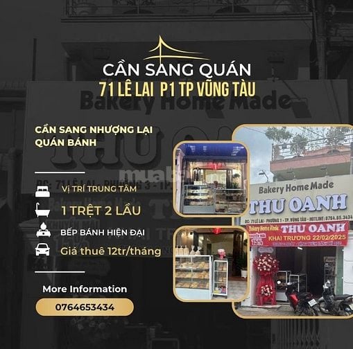 CẦN SANG NHƯỢNG TIỆM BÁNH THU OANH 71 LÊ LAI P.1 VŨNG TÀU 
