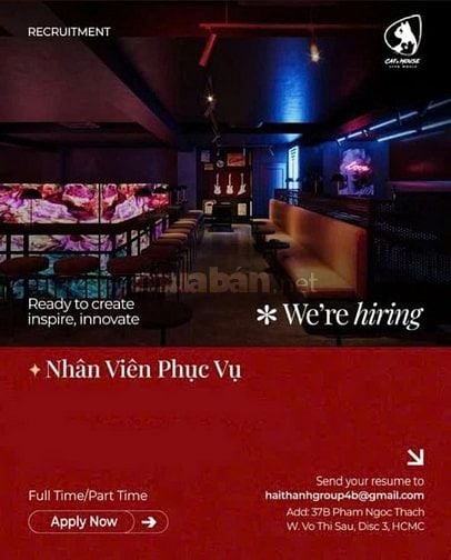 PHÒNG TRÀ CAT & MOUSE tuyển NAM NỮ phục vụ làm tại Q3