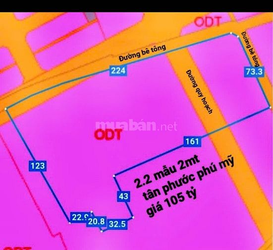 BÁN LÔ ĐẤT 224m  MẶT TIỀN ĐƯỜNG – PHƯỜNG TÂN PHƯỚC, TP. PHÚ MỸ