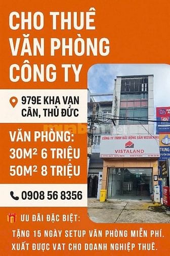Cho thuê văn phòng 979E Kha Vạn Cân, Thủ Đức.