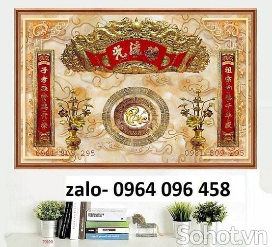 Tranh gạch 3d ốp tường bàn thờ gia tiên - DCX44