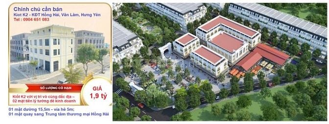 Chính chủ 0904651083 - Kiốt Hồng Hải, Văn Lâm - 02 mặt tiền - 1,9 tỷ