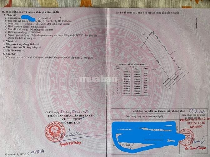 Cần tiền bán gấp đất vườn 1000 m2 Trung Lập Hạ Củ Chi , 3 tỷ 1