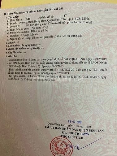 Đất thổ cư P.Bình Hưng Hòa , Bình Tân 4ty3 