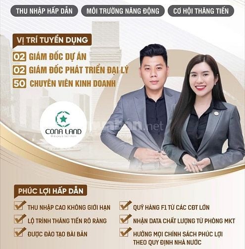 CONA LAND TUYỂN DỤNG NHÂN VIÊN KINH DOANH 