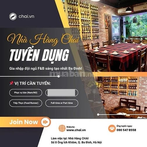 Tuyển nhân viên phục vụ nhà hàng
