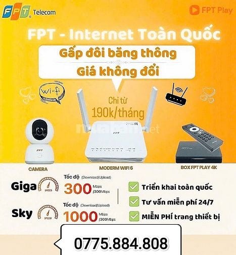 LẮP WIFI FPT: TỐC ĐỘ CAO, BÁN ĐÚNG GIÁ