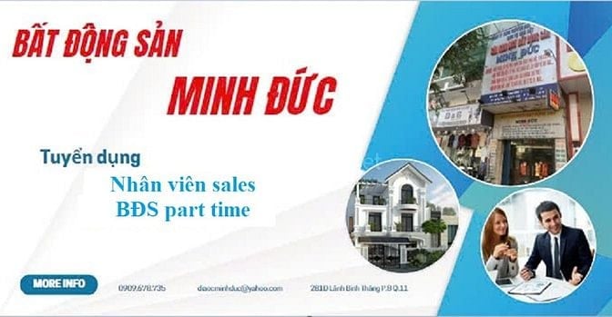 Cần tuyển NHÂN VIÊN  Sales BĐSản làm part time. 