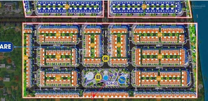Nền đối diện công viên 95.95m² thổ cư đường D9 và N11 dự án. Giá 1.85 