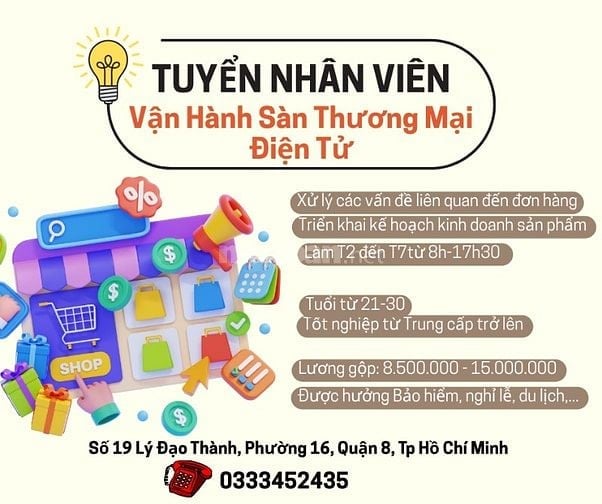 Tuyển Nhân Viên Vận Hành Sàn Thương Mại Điện Tử