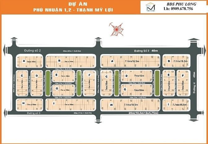 Đất nền DA phú nhuận P Thạnh MLThành Phố H.CM dt 7x18,5m LG 12m giá 14