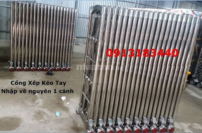 Cổng xếp kéo tay, cổng rào chắn di động -0913183440