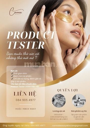 🎯 TUYỂN DỤNG PRODUCT TESTER – DÙNG THỬ SẢN PHẨM NHẬN QUÀ & THÙ LAO 🎁