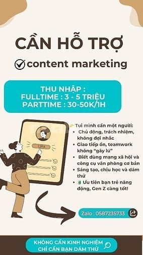 TUYỂN NHÂN VIÊN CONTENT – KHÔNG CẦN KINH NGHIỆM