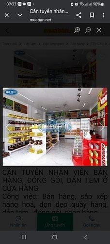 Cần tuyển nhân viên bán hàng ,đóng gói ,dán tem ,tạp vụ