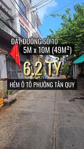 Đất HXH Vườn điều đường số 10 p.Tân quy,dt: 5x10m gpxd: trệt 3 lầu  