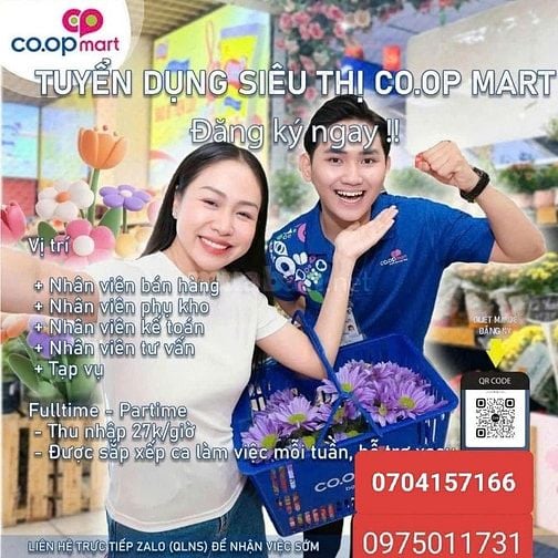 Siêu Thị coo.p Mart  quên 12c cần tuyển  nhân viên  bán hàng 