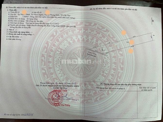 Bán Vườn 2469m2 TẶNG Căn Nhà 120m2, Nhơn Nghĩa, Phong Điền, Cần Thơ