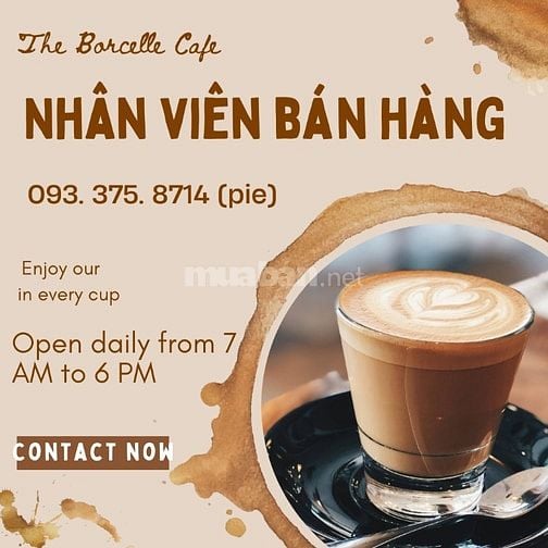 VIỆC LÀM BÁN HÀNG CAFE FULLTIME/ PARTTIME TẠI TPHCM 