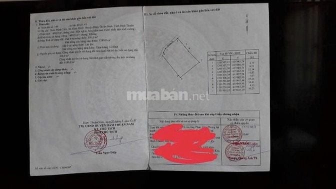Bán 1480.8 m2 đất Thôn Minh Tiến, Xã Hàm Minh, Huyện Hàm Thuận Nam