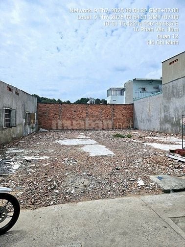 Bán đất đường Phan Văn Hùm, Tô Ký, Trung Mỹ Tây, Quận 12, 4x18, 3tỷ780