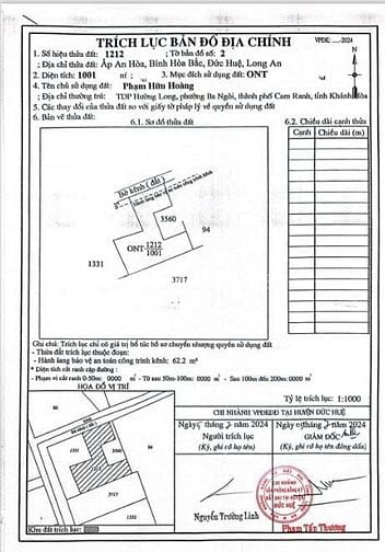 Bán đất Thổ cư 1001m2 Ấp An Hòa, xã Bình Hòa Bắc, Đức Huệ, Long an