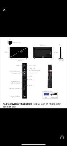 Tivi Sony 4K 55 inch KD-55X9000H 8tr