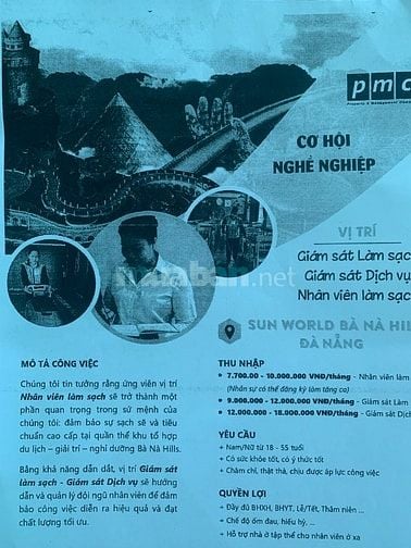 Tuyển gấp Nhân viên làm sạch-Thu nhập ổn đinh
