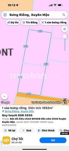 Bán gấp lô đất 1000m2 cách biển Hồ Tràm 10p, QL55 3p giá 1TY200