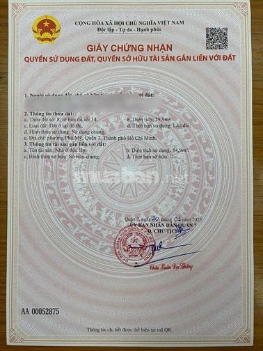 Nhà Trệt Lầu Mặt Tiền Hẻm Xe Hơi Q7 Hẻm Thông