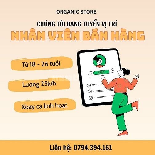 Tuyển nhân viên bán hàng xoay ca linh hoạt