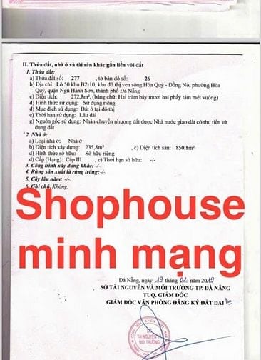 Nhà Shophouse 4 tầng,2MT Minh Mạng,Hòa Quý,ĐNẵng, 44 tỷ