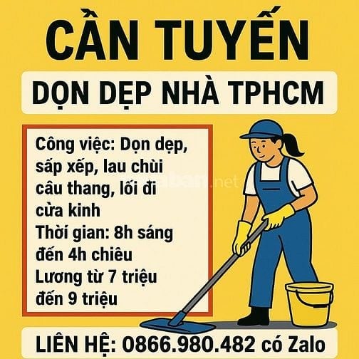 TUYỂN TẠP VỤ DỌN DẸP TẠI TPHCM