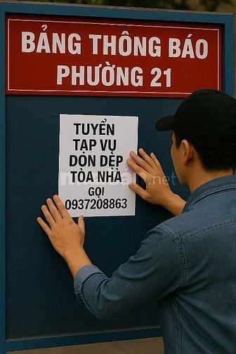 TUYỂN NHÂN VIÊN TẠP VỤ - DỌN DẸP tòa nhà 