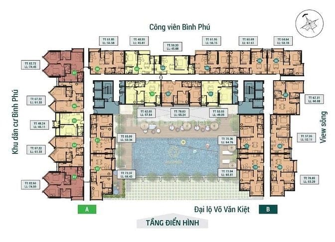Cần bán căn hộ cao cấp khu Bình Phú Quận 6, DT 67m 2PN, 2WC