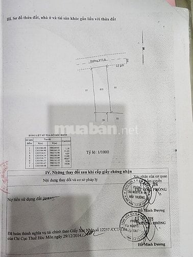 Bán đất TC 850m2 Xuân thới sơn, đường Beton 12m, lê thị kim vào 100m