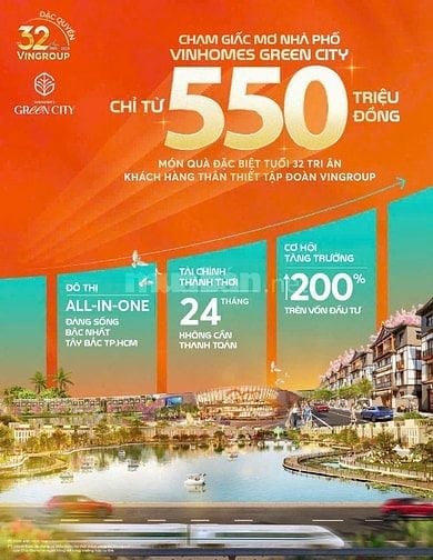 Vinhome Green City chỉ từ 550 triệu chạm giấc mơ Nhà Phố.