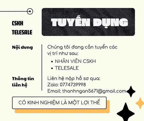 MỞ RỘNG VĂN PHÒNG LÀM VIỆC CẦN TUYỂN NV  (Quản lý , CSKH, TELESALE)