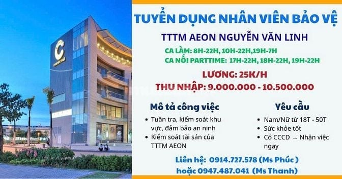 NHÂN VIÊN BẢO VỆ LÀM VIỆC TẠI AEON QUẬN 7