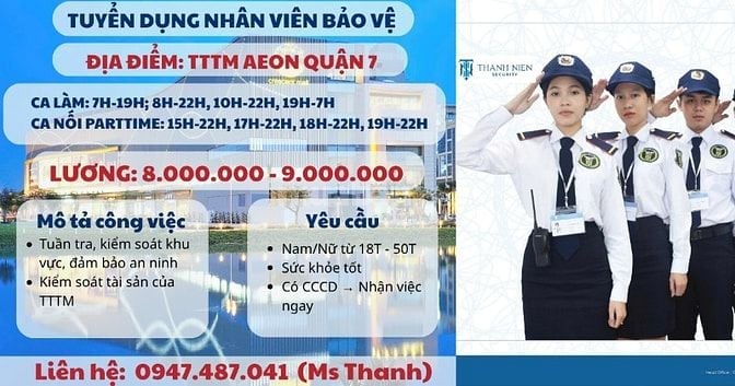 TUYỂN DỤNG NHÂN VIÊN BẢO VỆ – LÀM VIỆC TẠI AEON NGUYỄN VĂN LINH QUẬN 7