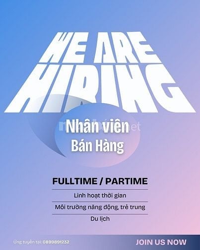 VIỆC LÀM BÁN HÀNG PARTIME-FULLTIME