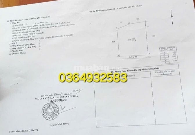 BÁN ĐẤT  THỔ CƯ XÃ ĐƯC LẬP HẠ100M2,TỈNH LONG AN
