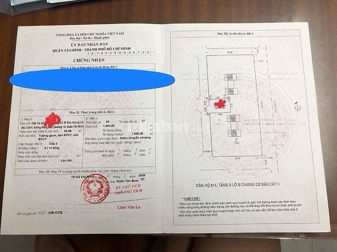 Bán chung cư bàu cát II Lô M lầu 9