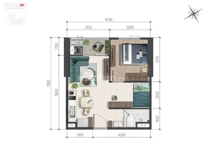 Chính chủ bán căn 1PN 47m2, tầng 23 view nội khu - hồ gươm xanh,