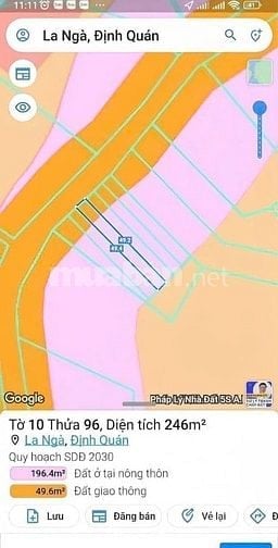 Đất thổ cư ,sổ hồng riêng ,định quán đồng nai