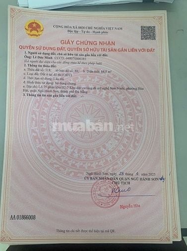 2 lô đường Nguyễn Nghiễm,Hòa Hải ,169m2,H: Đông,giá:8,5 tỷ 