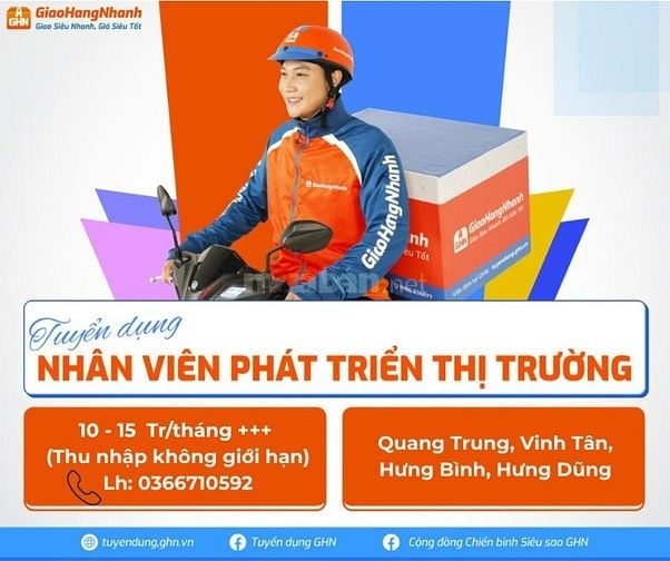 GIAO HÀNG NHANH TUYỂN SHIPPER 8-15 TRIỆU TẠI VINH