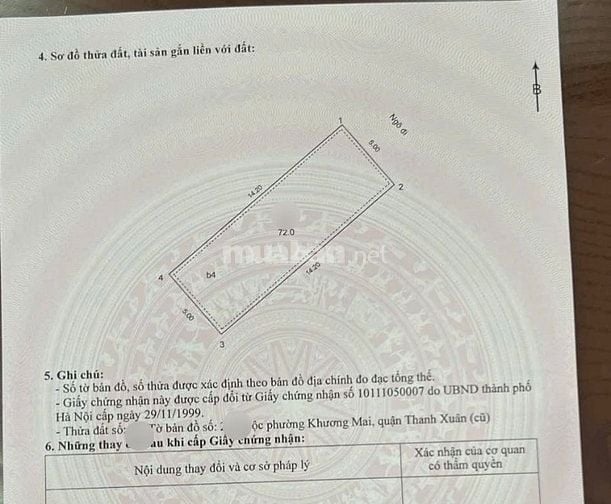 Vương Thừa Vũ, 72m2, 5m, gần mặt phố, ô tô vào nhà, sơn nước lại đẹp
