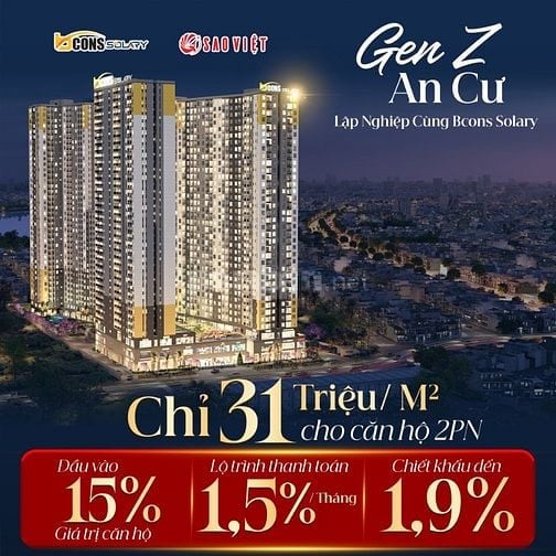 Sở hữu căn hộ Bcons chỉ với 270,tr, TT 30% nhận nhà, Dĩ An - BDương 